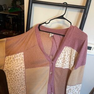 Colorblock Leopard Print Sweater